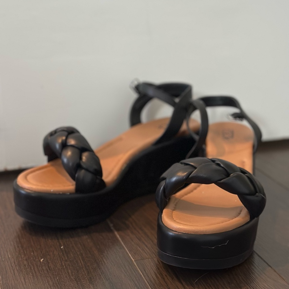 Black Braided Platform Sandals